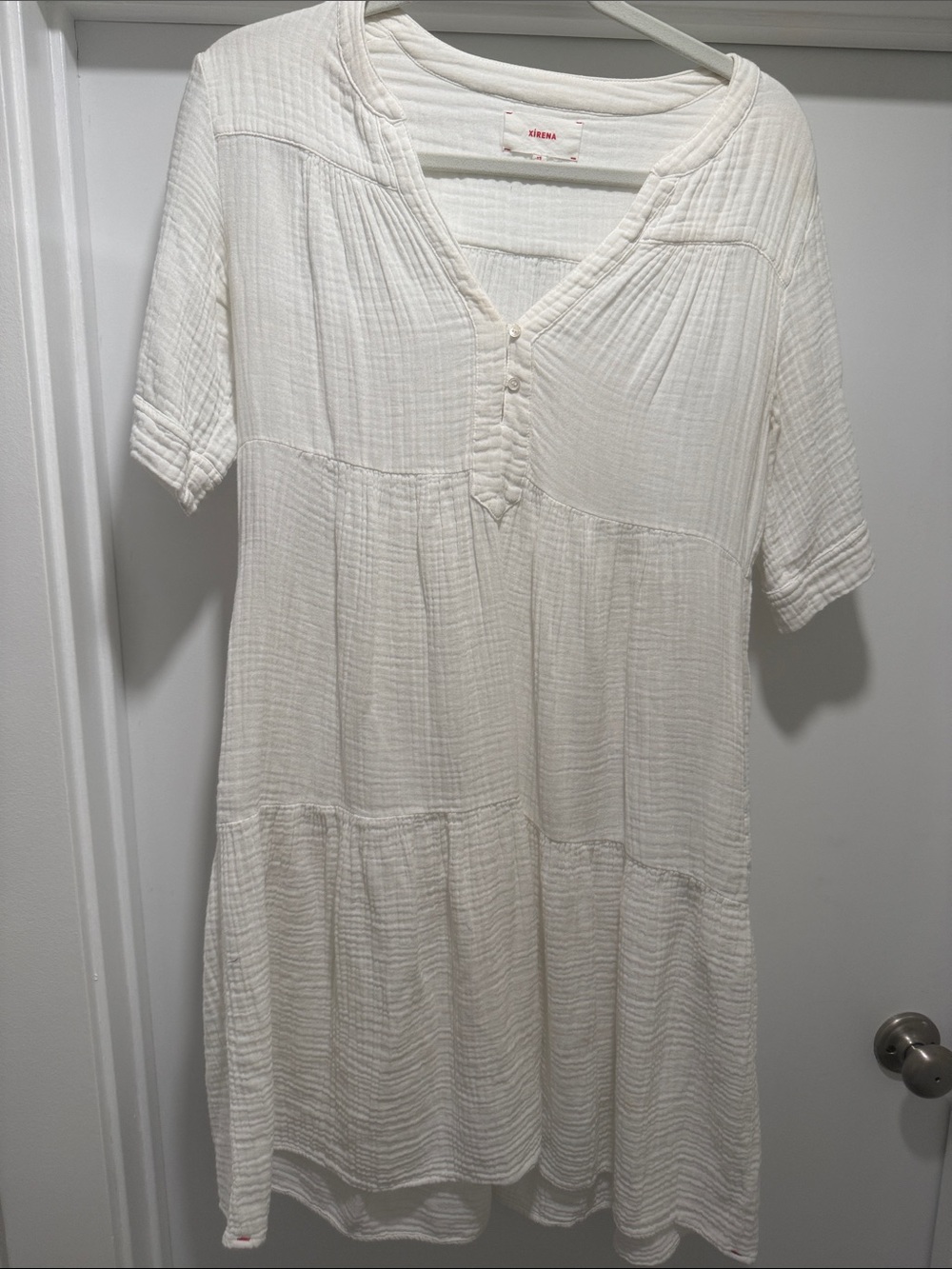 XiRENA White Gauze Mini Dress